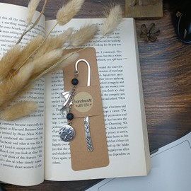 Retro Metal Bookmark for Bookish Gifts Wing Mask Bow and Arrow Charms Book Mark for Book Lover Gifts for Women Men (Night-Black)