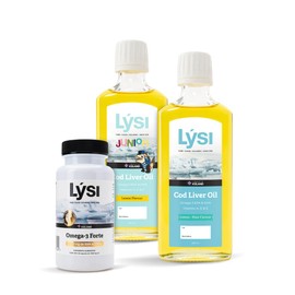 Lysi Omega-3 Paquete Familiar Cpsulas Forte 90 Pzas, Aceite de Higado de Bacalao Junior  Aceite de Higado de Bacalao Adulto Menta-Limn.               