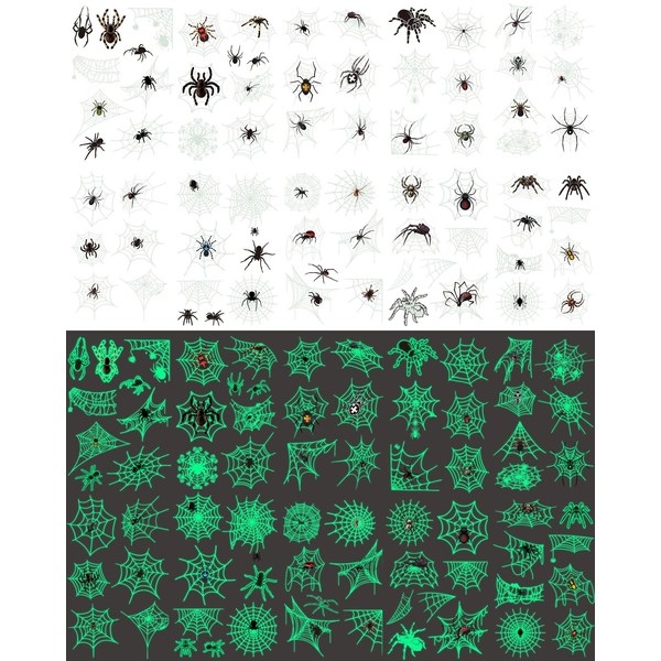 Halloween Spider Web Temporary Tattoos, 20 Sheets, Spooky Gothic Designs
