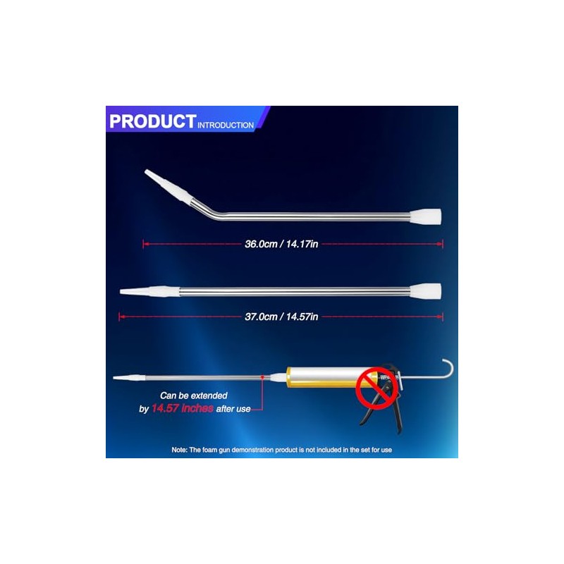 Professional Caulking Gun Nozzle Extensions, Stainless Steel, Straight and Curved