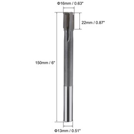 uxcell 16mm Chucking Reamer High Speed Steel Carbide Tip H7, 6" (150mm) Length Lathe Machine Reamer Straight Flute, Milling Tool for Metal Copper
