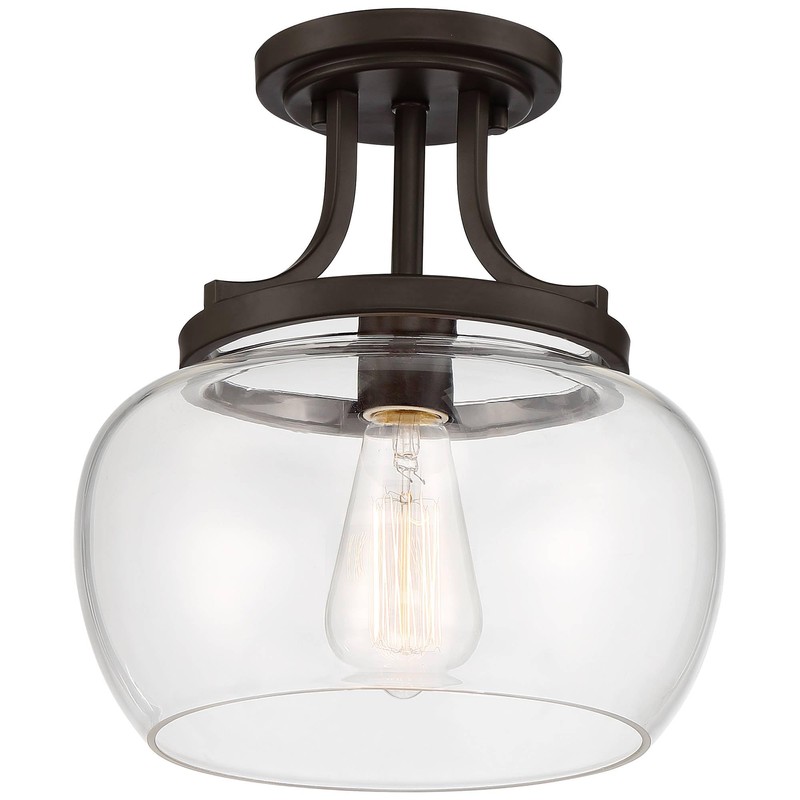 Regency Hill Kristov Industrial Rustic Farmhouse Ceiling Light Semi Flush-Mount