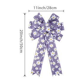 Large Daisy Burlap Bows Rustic Flower Burlap Wreath Bow Tree Topper for Wedding Christmas Front Door Wall Ornaments Outdoor Decorations Purple