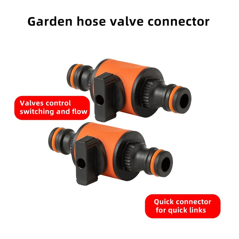 Amazleer 2 Pcs Garden Hose Connectors, Double-Tap Nozzle Valve for
