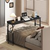 MAHANCRIS Overbed Table with Wheels, Queen Size Adjustable Rolling Desk