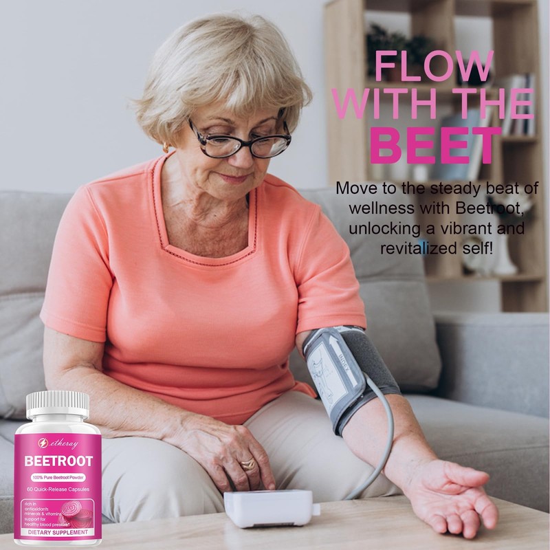 etheray Beet Root Capsules - 1300mg Organic Pure Beetroot Powder