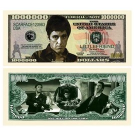 American Art Classics Al Pacino Scarface $Million Dollar$ Novelty Bill in Collectible Currency Holder