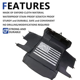 sukemichi Cargo Mat Dog Seat Covers for Jeep, Dog Cargo Liner for 2007-2025 2026 Jeep Wrangler JK JL Unlimited 4 Door Accessories, Waterproof Oxford, Flag, Black