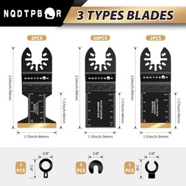54 PCS Oscillating Saw Blades Professional Universal Wood Multitool Blades Titanium Oscillating Tool Blade for Metal Nails, Wood and Plastic Multi Tool Blades Kits Fit All Models (54PCS)