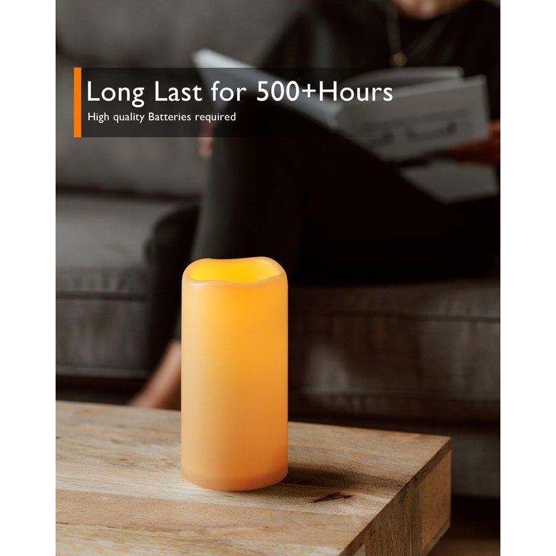Homemory 3 Pack Flameless Candles, Outdoor Waterproof, Battery Operated LED