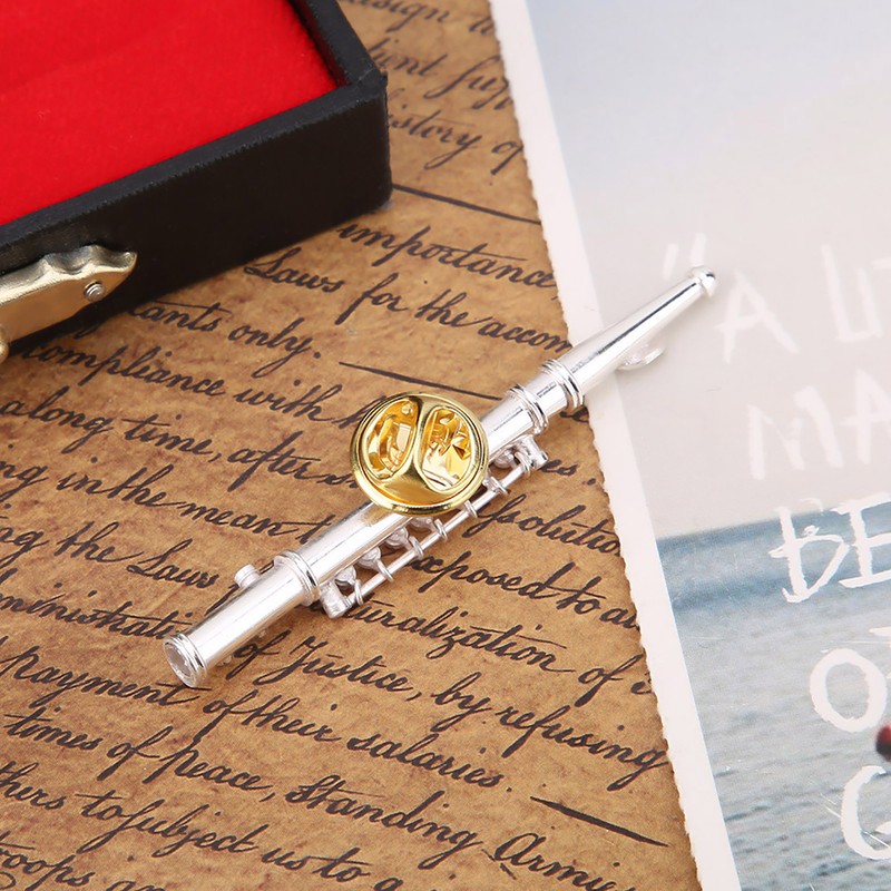 Mini Flute Shaped Musical Instrument Brooch Pin Accessory for Gift