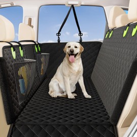 Zanch 2025 Upgrade Dog Car Seat Cover - 100% Waterproof Anti-Scratch, Passenger Friendly Back Seat Protector, Nonslip Pet Hammock with Durable Velcro Side Flap for Large Trucks, SUVs, Vans, XL-Green