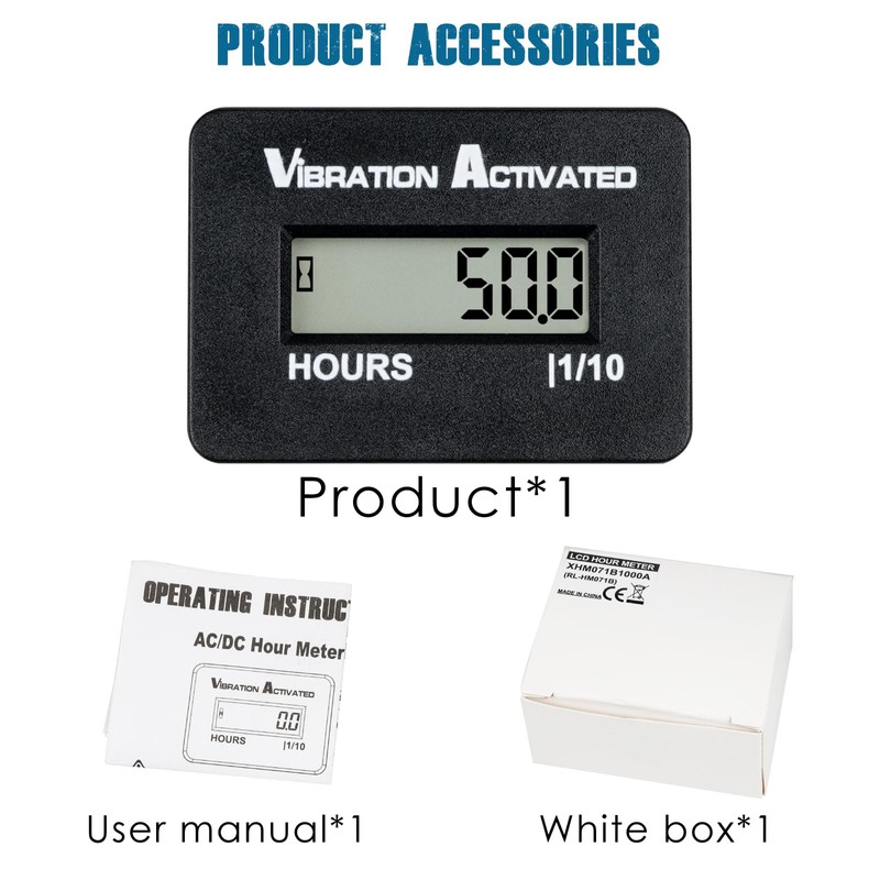 Runleader Digital Mini Vibration Activated Operating Hour Meter with Accelerometer,