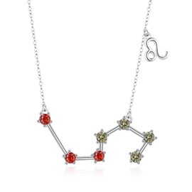 Leo Necklace 925 Sterling Silver Leo Zodiac Pendant Necklace with Birthstone Jewelry Astrology Leo Gifts for Women