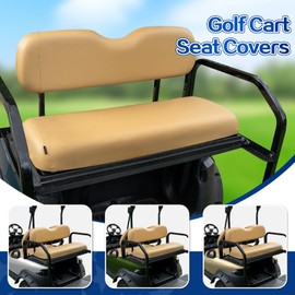 NOKINS Golf Cart Waterproof Rear Seat Covers,Smooth and Simple,No Stapler Required, Fits EZGO, Club Car, Yamaha Vinyl Replacement Seat Cover,Tan