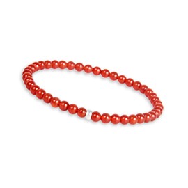 GD GOOD.designs Women's Pearl Bracelet with Real 4 mm Natural Stones and 925 Silver Pearl – Gemstone Bracelet I Ball Bracelet with Natural Stone Beads – Valentine's Day Gift for Her, Stone, carnelian