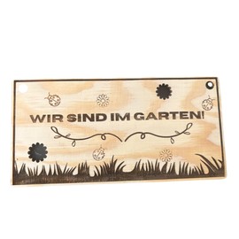 Decorative sign: Wir sind im Garten, Übungen here, hanging sign, door decoration, wall decoration, gift, wooden sign, natural decoration