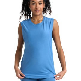 POPSUGAR Womens Workout Tops for Women, Sleeveless Loose Fit Athletic Muscle Workout Tank Top for Sports Gym Exercise Yoga Blue Mist Medium