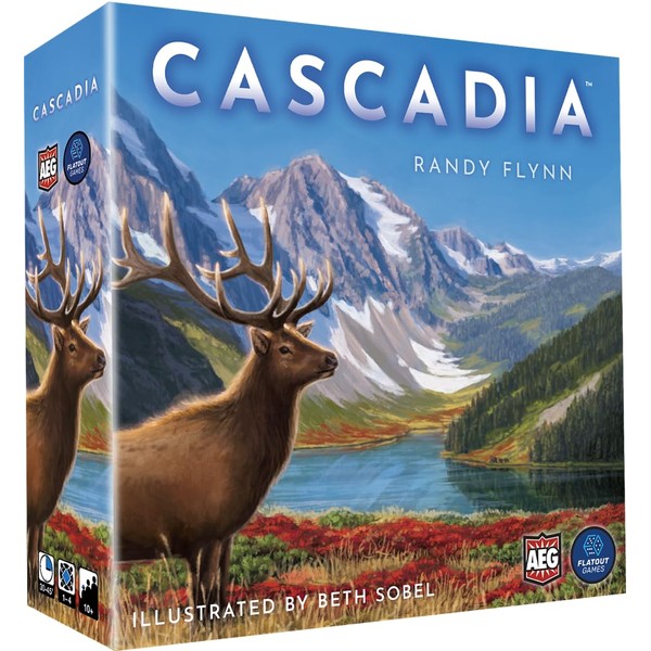 Alderac Entertainment Group (AEG) Cascadia, Award-Winning Board Game Set in Pacific Northwest, Build Nature Corridors, Attract Wildlife, Ages 10+, 1-4 Players, 30-45 Min, Flatout Games