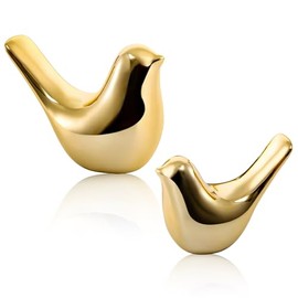 Estatuas de Pájaros Pequeñas, Escultura de Animales Cerámica Decorativas, Small Birds Statues Estilo Moderno, Aesthetic Adornos Decoración para Sala, Recámara, Computadora de Oficina, Armarios-Dorada