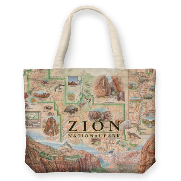 Xplorer Maps Zion National Park Map Canvas Tote Bag with