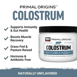 Primal Origins Bovine Colostrum Powder, Supports Gut Health & Immunity, Pasture-Raised, Grass Fed, Hormone-Free, Supplement Healthcare Vitamin