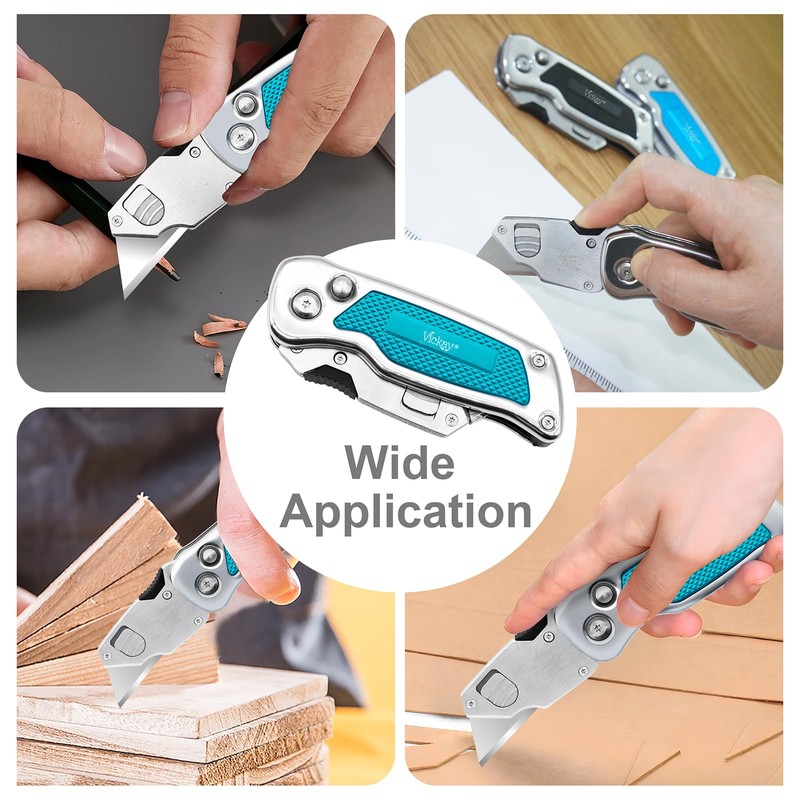 Vickay Box Cutter, Utility Knife with Belt Clip, Stainless Steel