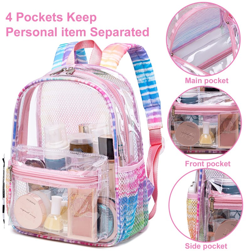 Clear Mini Backpack for Stadium Events 12x12x6 Small Transparent Backpacks