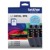 Brother Genuine LC401XL 3PK High Yield 3-Pack Color Ink Cartridges
