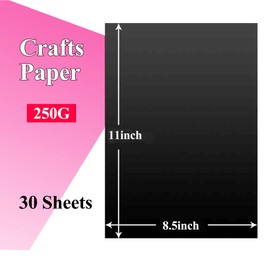 30 Sheets Black Cardstock, 92lb/250gsm Thick Crafts Paper, Construction Paper for Printing Invitations, Scrapbooking, Crafting, DIY Projects, Decoration and Drawing, 8.5 x 11 inches