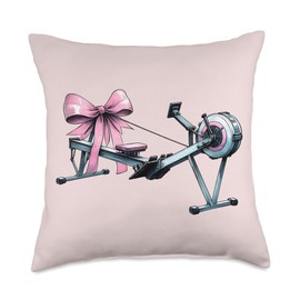 Coquette Bow Rowing Machine Rowing Workout Girl Mom Pink Throw Pillow