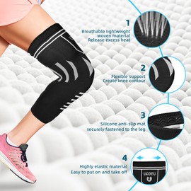 UCOTU Knee Compression Sleeve-Comfortable Flexible Breathable Lightweight Non Slip Knee Sleeve for Arthritis Pain, Running,Riding and Working Out. (Black, Large)