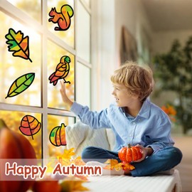 Autumn Crafts Children, 12 Pieces Autumn Craft Set Children, Autumn Decoration Craft Templates Autumn Window Pictures Autumn Crafts, Creative Sets DIY Craft Set Leaves Decoration Children Gift