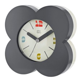 Orla Kiely Flower Alarm Clock, Analog Clock, 6.3 inches (16 cm) (Dark Gray)