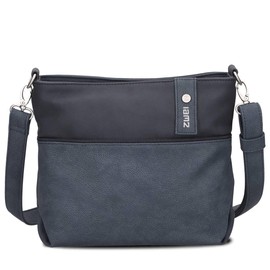 Zwei Jana J8 Women's Crossbody Bag 3 Litre Bi-Colour Canvas Style Handbag Soft Faux Leather Ideal for Everyday Use Includes 2 Removable Shoulder Straps Short & Long, Nubuck ink