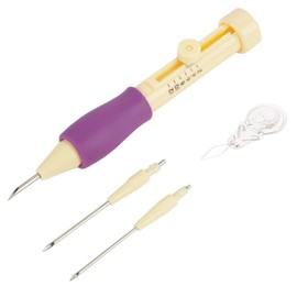 Embroidery Needle Punch Kit Tool, with 3 Sizes Needle Pen for DIY Craft (Yellow +)