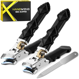 Toenail Clippers for Thick Toenails, Wide Jaw Opening Nail Clippers for Men, Heavy Duty Ingrown Toenail Clippers Nail Cutters, Ultra Sharp Slanted Nail Clippers with Long Handle