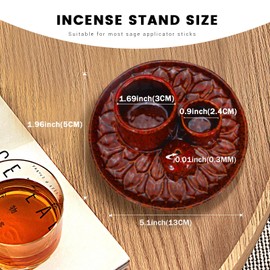 4 in 1 Palo Santo Holder, Ceramic Incense Holder, Sage Holder, Smudge Bowl, Palo Santo Burner, Incense and Candle Holder for Burning Sage for Smudge Meditation Yoga (Red)