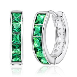 Linawe Women’s Hoop Earrings, Cartilage Rings, First Earrings, Cute, Crystal, Jewelry, Needle, 14 K Gold, Pink Gold, Silver, Copper, Copper, Created Emerald