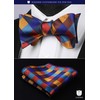 Hisdern Men's Bow Tie, Hand-tied Bow Tie, Square Set, Washable