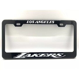 none Los Angeles Lakers Black License Plate Frame, Custom Made of Powder Coated Metal