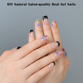 Semi Cured Gel Nail Strips Extra Long Salon-Quality Gel Nail Stickers Long Lasting Nail Wraps for Women Short Nails (Maple Forest P10)