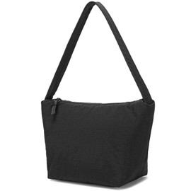 YIKOEE Small Nylon Mini Tote Bag for Women Puffer Cute Tiny Shoulder Purse (Black)