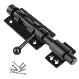 Barrel Bolt with Padlock Hole, 16 cm Lockable Door Latch 304 Stainless Steel, Bolt Latch with Fixing Screws