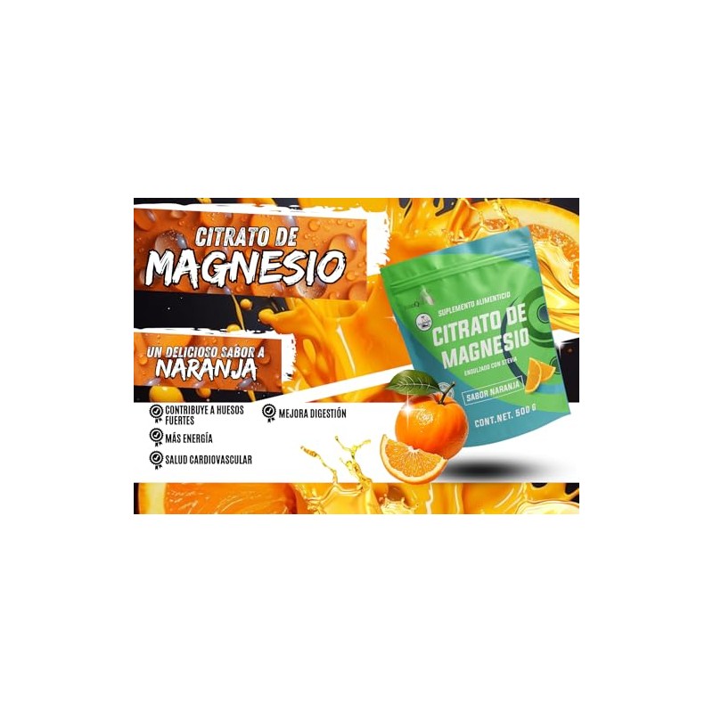 IsaaQuim Citrato de Magnesio en Polvo Sabor Naranja con Stevia