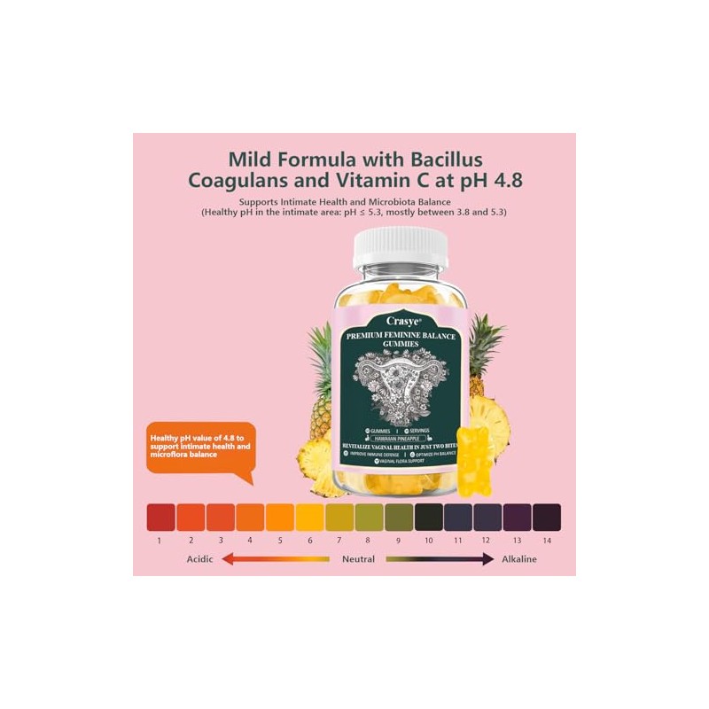 Gomitas Feminine Balance Salud Vaginal Probióticos Piña Hawaiana Zona Intima