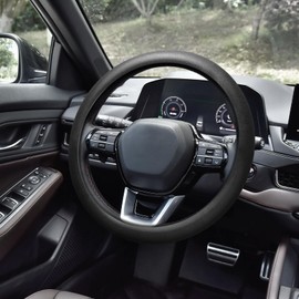 DWARFOO Car Steering Wheel Cover, Soft Odorless Silicone Leather Texture Steering Cover, Car Steering Wheel Protector, 12.5-18.5In Car Accessories Universal Car Accessory for Diverse Cars (Black)