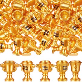 Leinuosen 50 Pcs Well Done Tiny Trophy Bulk Mini Resin Inspirational Award Trophy Miniatures Figurines Well Done Employee Appreciation Gifts for Events Recognition Adults Office Graduation