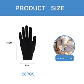 28PCS Black Cotton Gloves for Eczema Dry Hands Moisturising Gloves for Breathable, Skin-Friendly Stretchy Nighttime Hand Care Multipurpose, Machine Washable