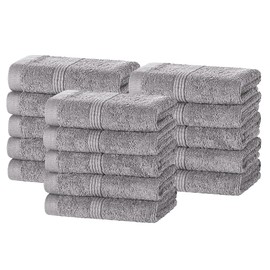 DARWEN STAR Flannel Face Cloth (30 x 30 cm) Soft Egyptian Cotton Face Cloths set,Highly Absorbent Quick Dry Makeup Remover Fingertip Face Cloth Towels (Light Grey, 24)